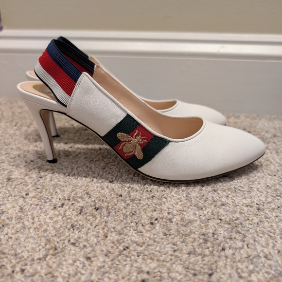 Gucci Elegant White Slingback Heels - Picture 1 of 5